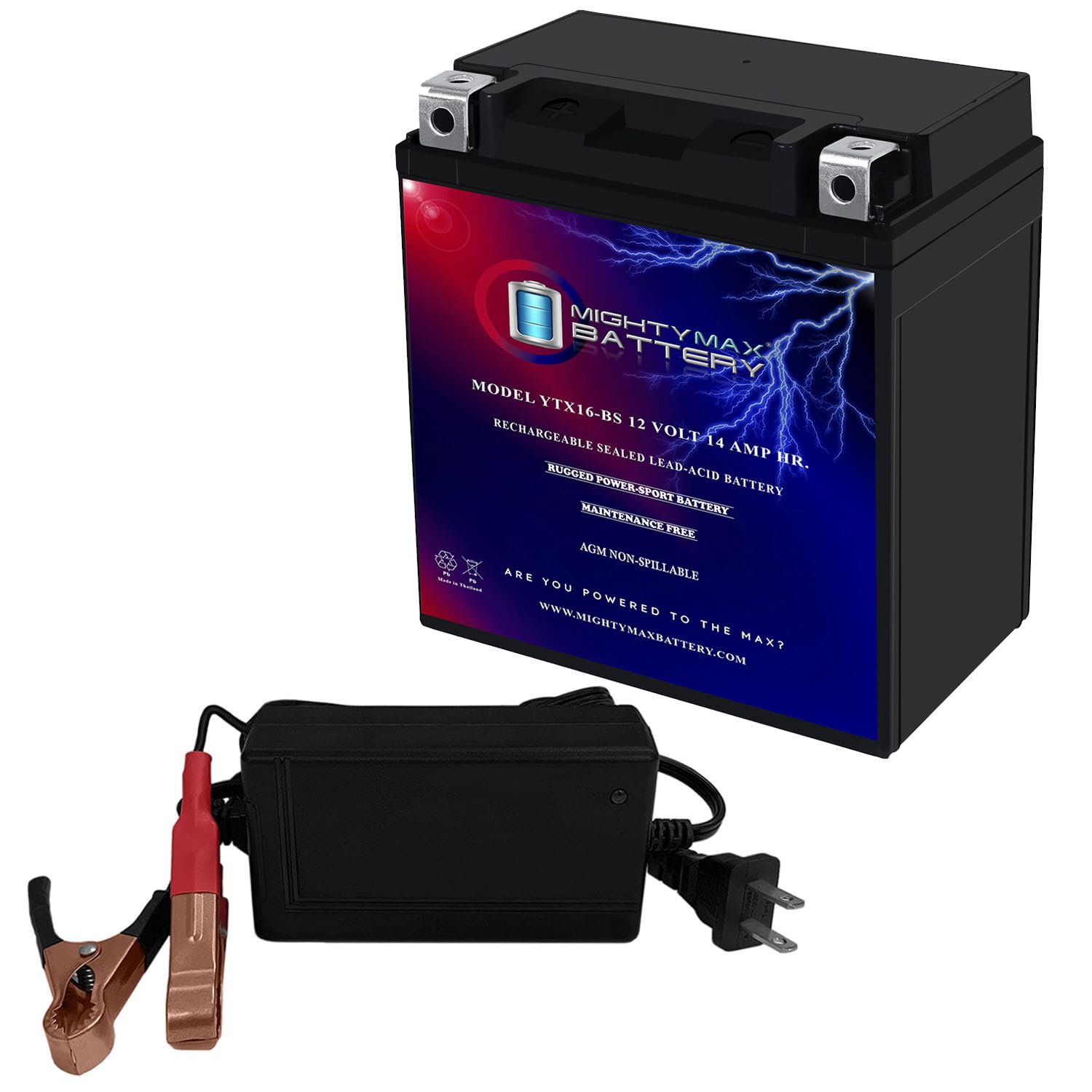 Amazon.com: Mighty Max Battery YTX16-BS 12V 14AH Battery for